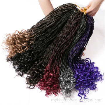 ombre Senegalese twist Curly Flash crochet braids hair 18 inch 30 strands/pack synthetic bulk braiding hair extension